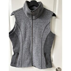 Kuhl Kozet Vest Womens Medium Gray Fleece Zip Up Wool Blend Sherpa